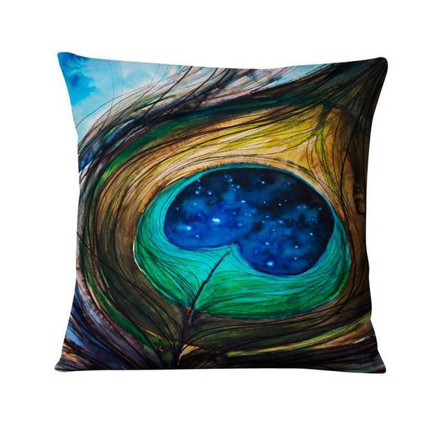 Peacock Feather Art Design Digital Printed Pillowcase