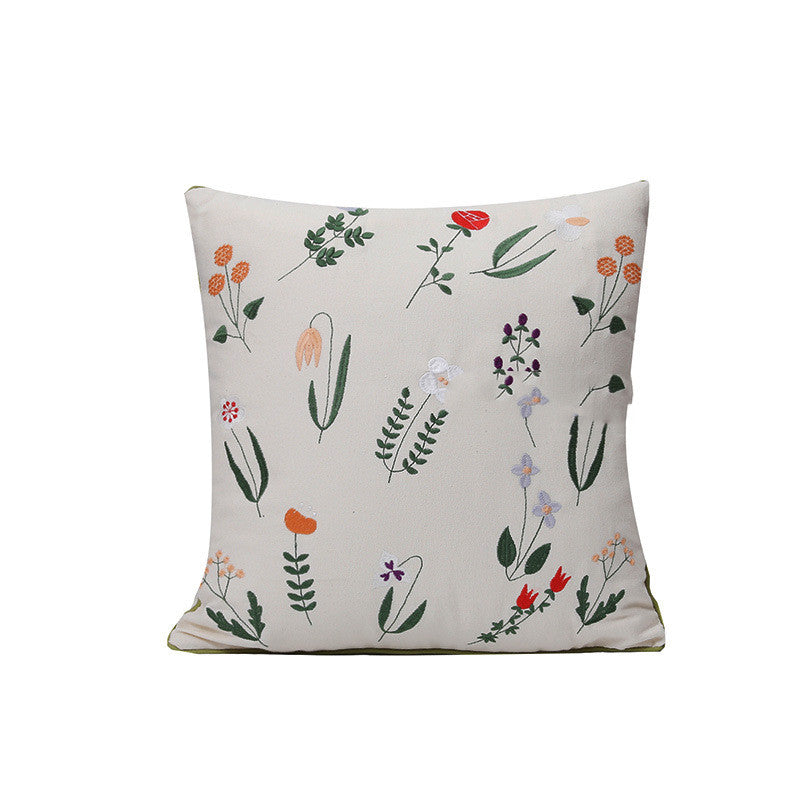 Home Embroidery Plants And Flowers Pillow