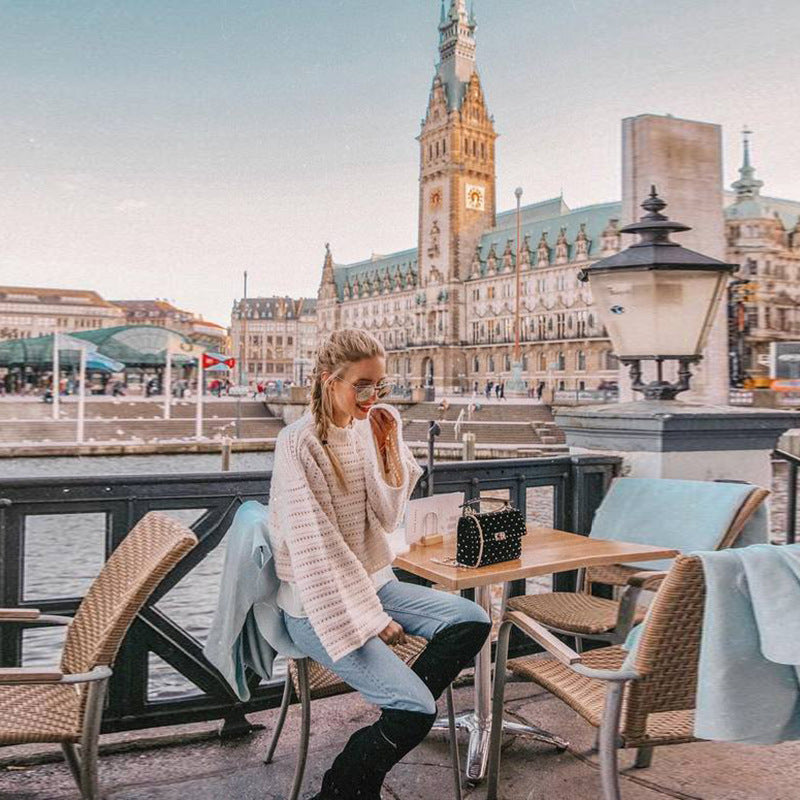 Flared sleeve casual sweater