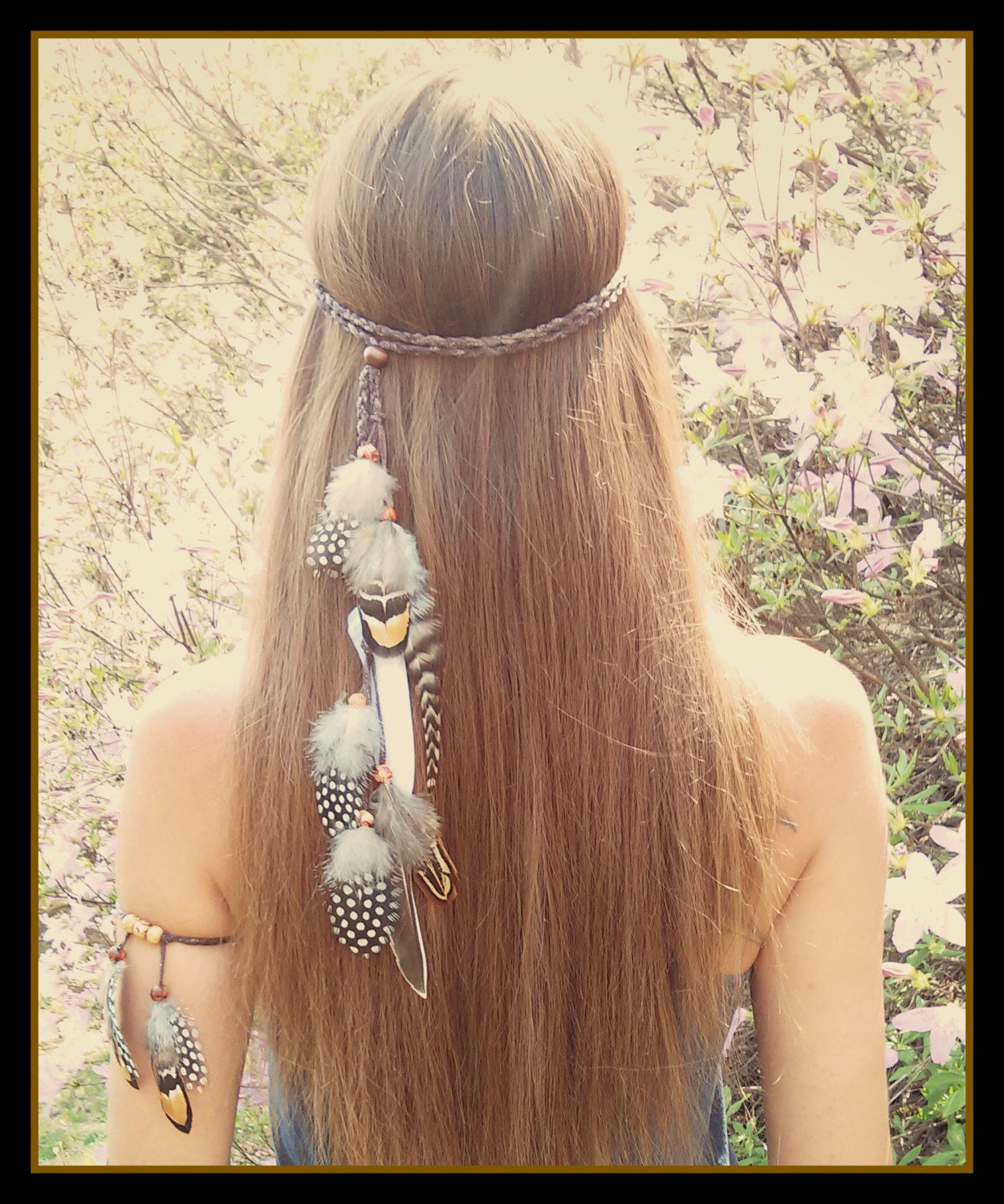 Fashionable ethnic feather hair band