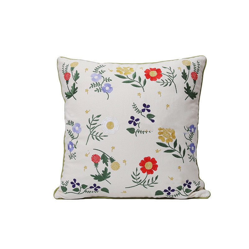 Home Embroidery Plants And Flowers Pillow