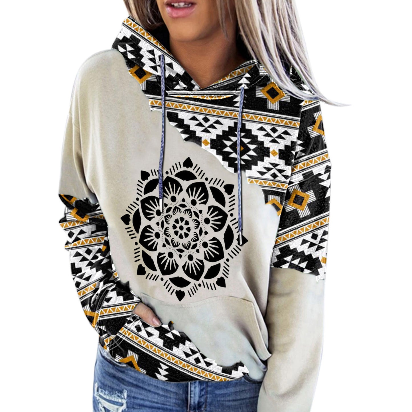 Women's Fashion Casual Ethnic Print Sweatshirt