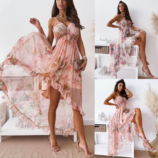 Women's Bohemian Summer Suspender Dress Loose Chiffon