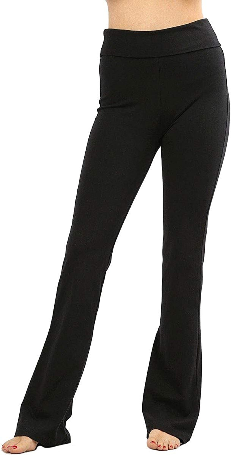 Stretchy Fold over Lounge Solid Flare Yoga Pants