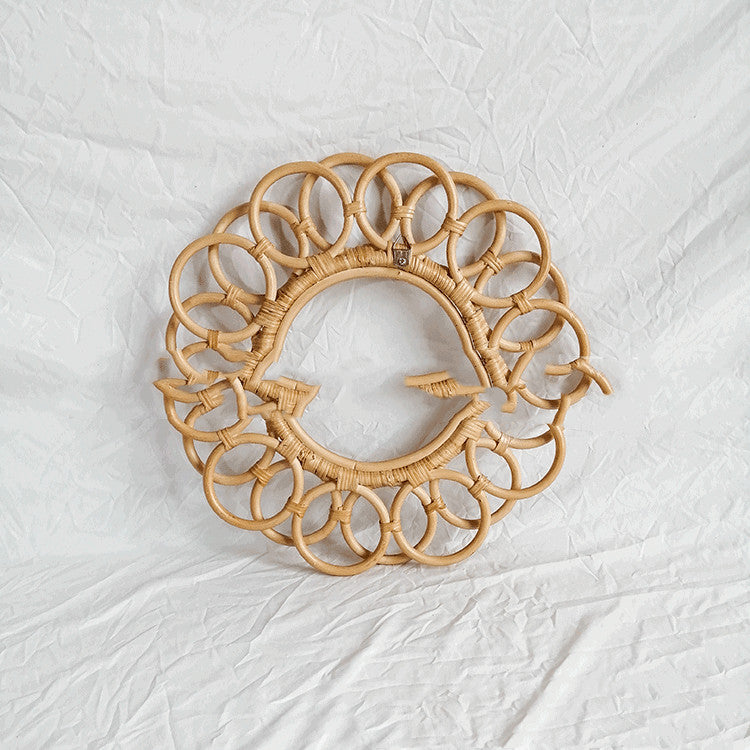Nordic Creative Wall Decoration Hanging Rattan Mirror