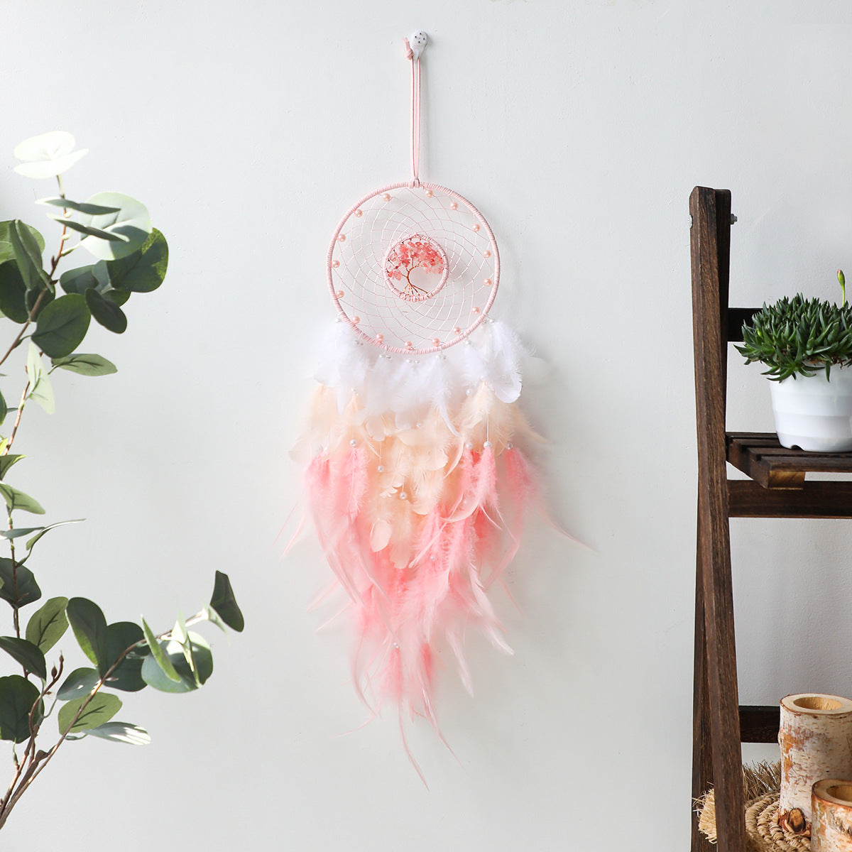 Gravel Dream Catching Net Feather Pendant