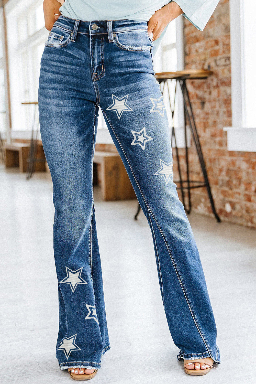 Medium Wash High Rise Flare Jeans