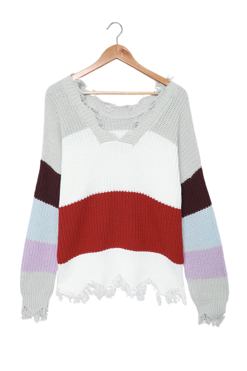 Colorblock Distressed Sweater