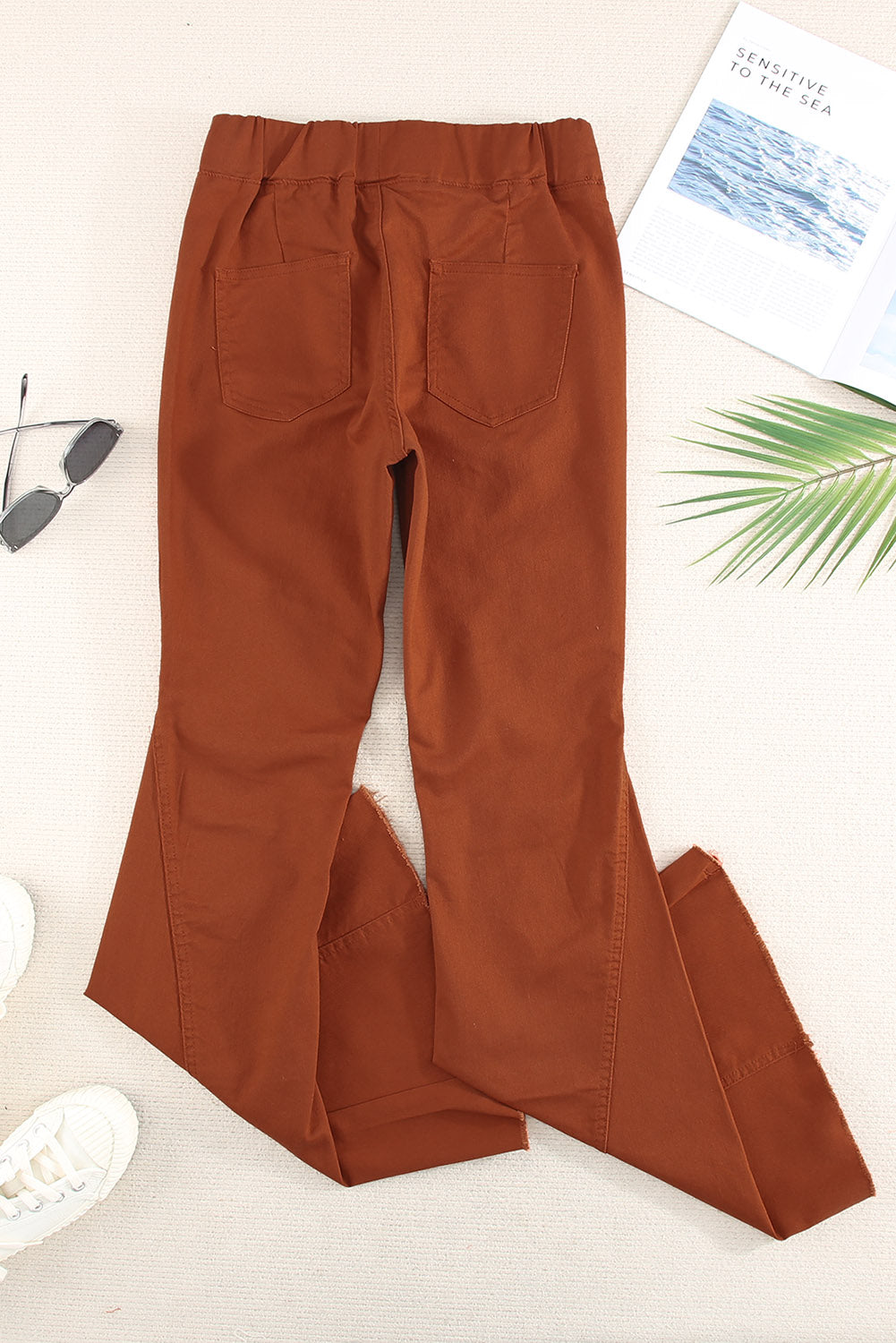 Multicolor Distressed Bell Bottom Denim Pants