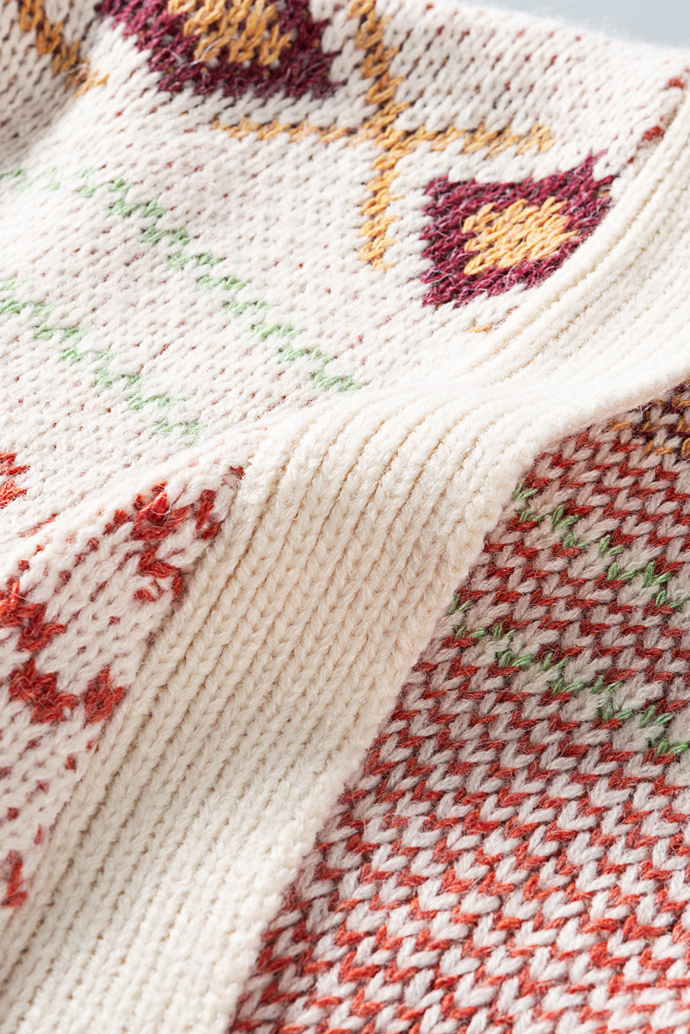 Multicolor Tribal Pattern V Neck Button Front Cardigan