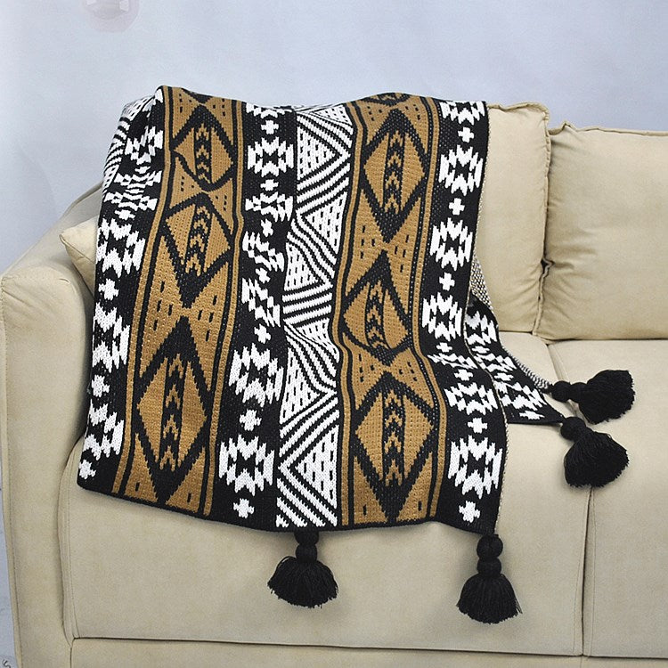 Nordic Knitted Bohemian Waffle Hotel Sofa Blanket