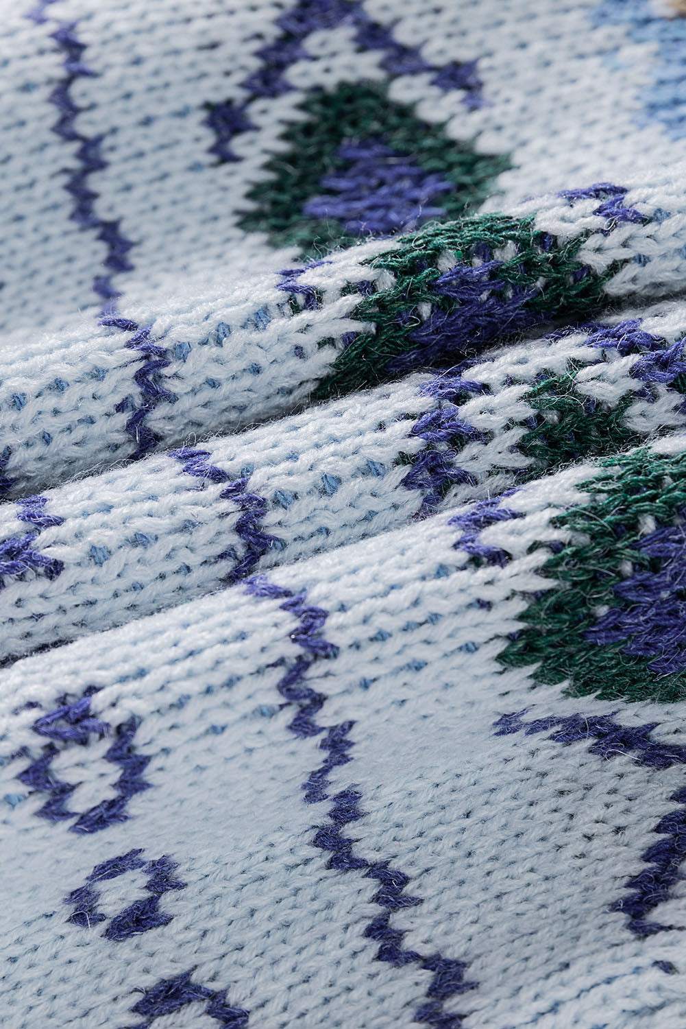 Multicolor Tribal Pattern V Neck Button Front Cardigan