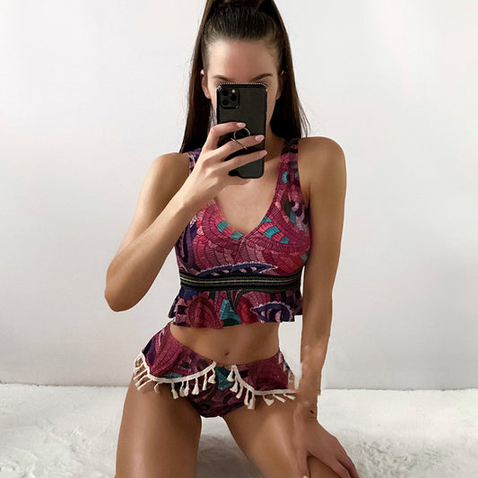 Fashion Personality Ethnic Pattern Conservative Bikini