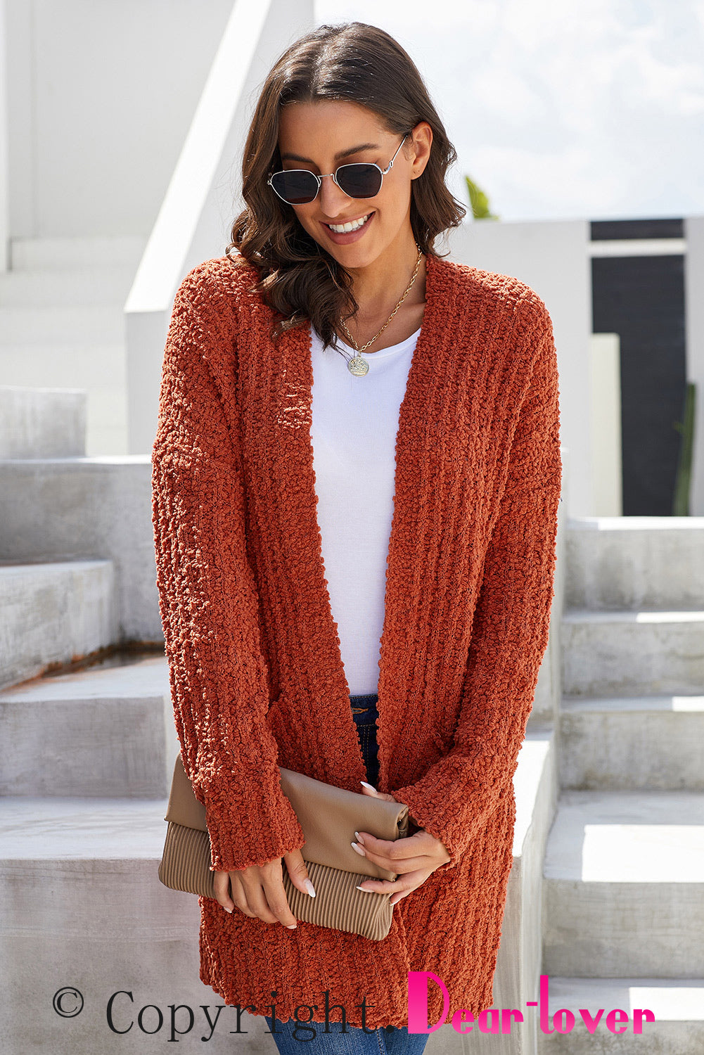 Dusty Pink Pebble Beach Textured Cardigan