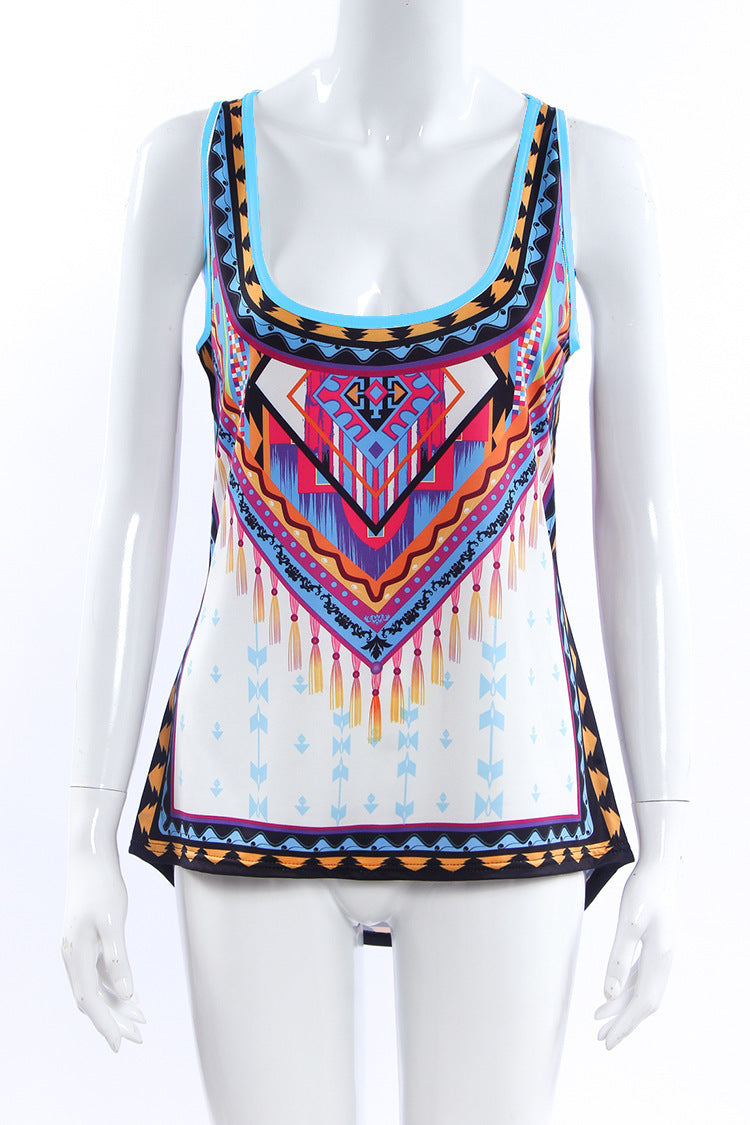Summer New Ethnic Style Printed T-shirt