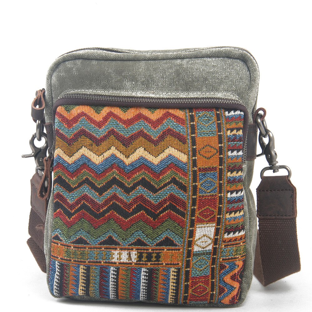 Women's canvas shoulder bag ethnic style