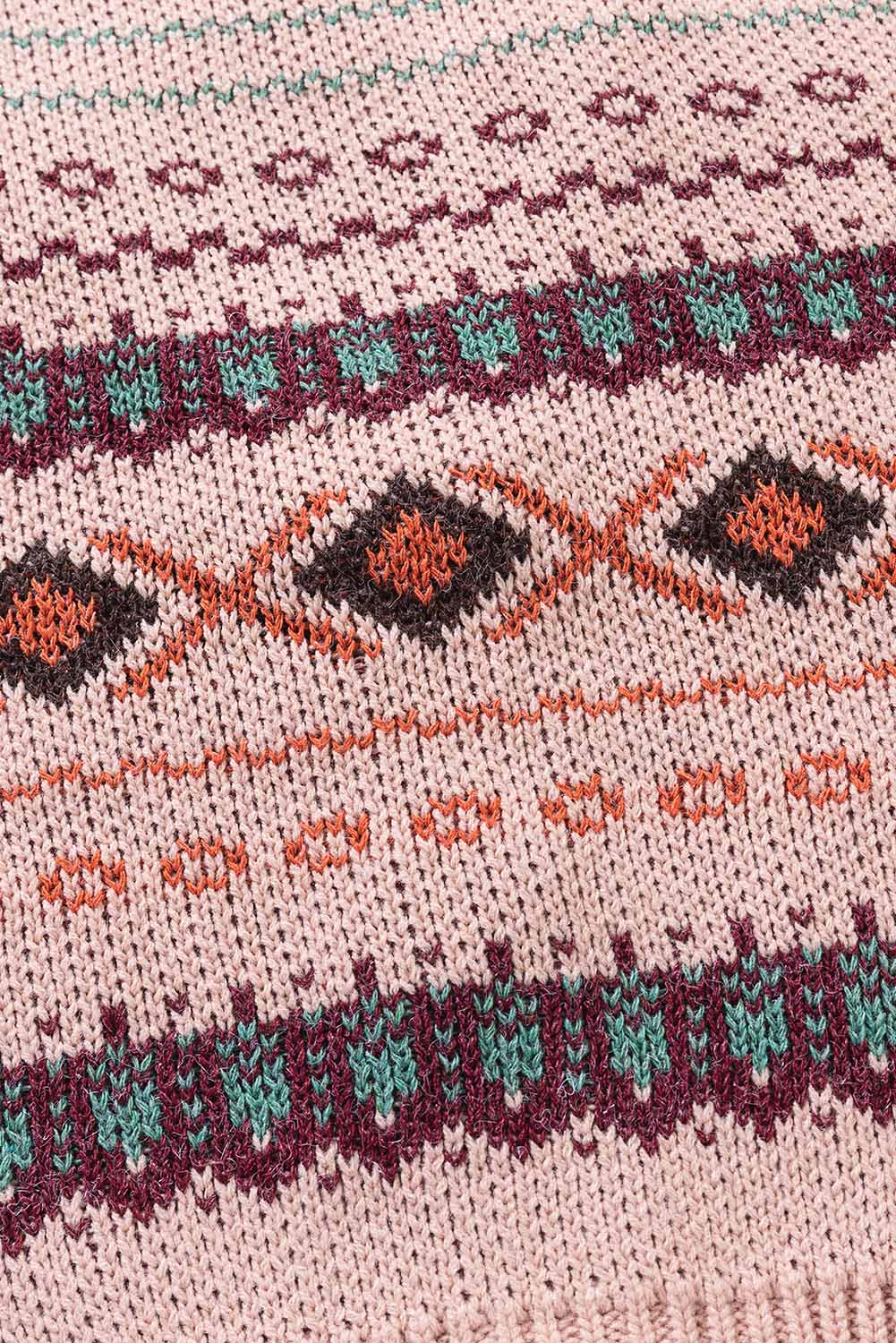 Multicolor Tribal Pattern V Neck Button Front Cardigan