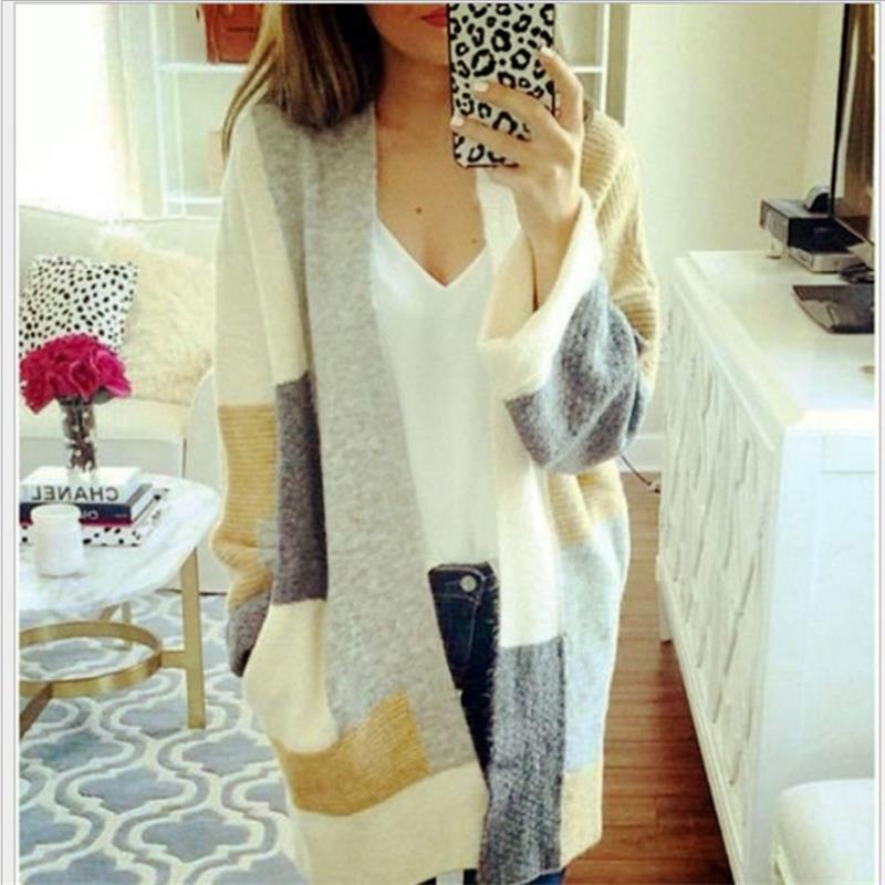 Explosive hit color long-sleeved loose sweater cardigan