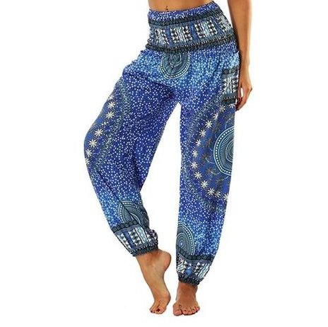 Digital Printed Lantern Pants Loosely Thin Elastic Waist Harem Pants
