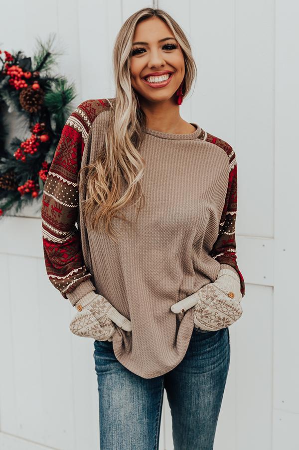 Loose printed long sleeve holy sweater