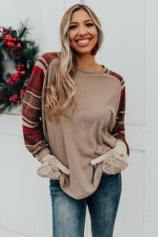 Loose printed long sleeve holy sweater