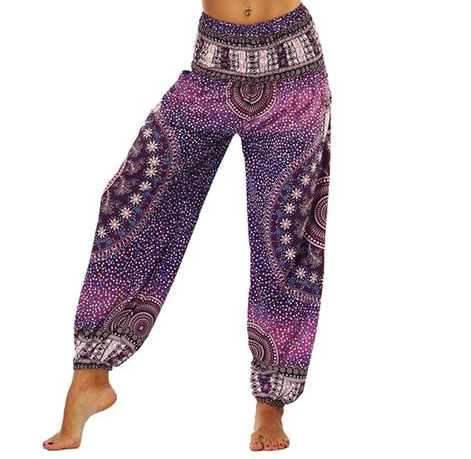 Digital Printed Lantern Pants Loosely Thin Elastic Waist Harem Pants