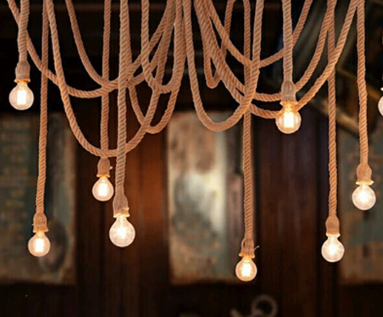 Long hemp rope retro hemp chandelier decorative craft light diy handmade creative hemp rope