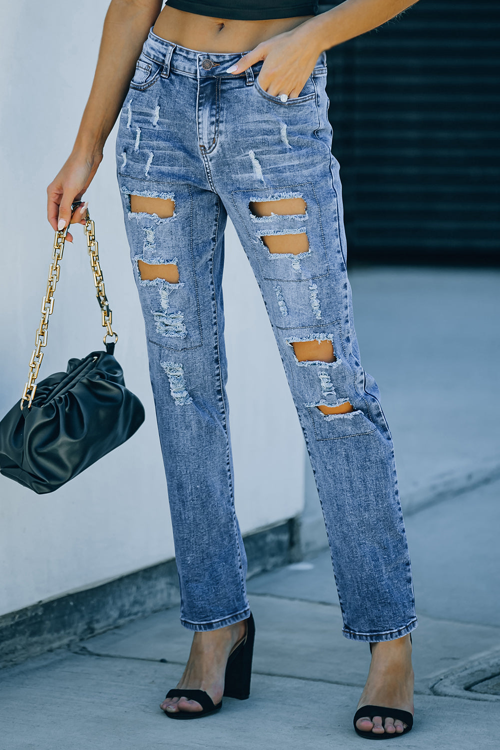 HAMMER AND FREE Graphic Cutout Ribbed Jeans