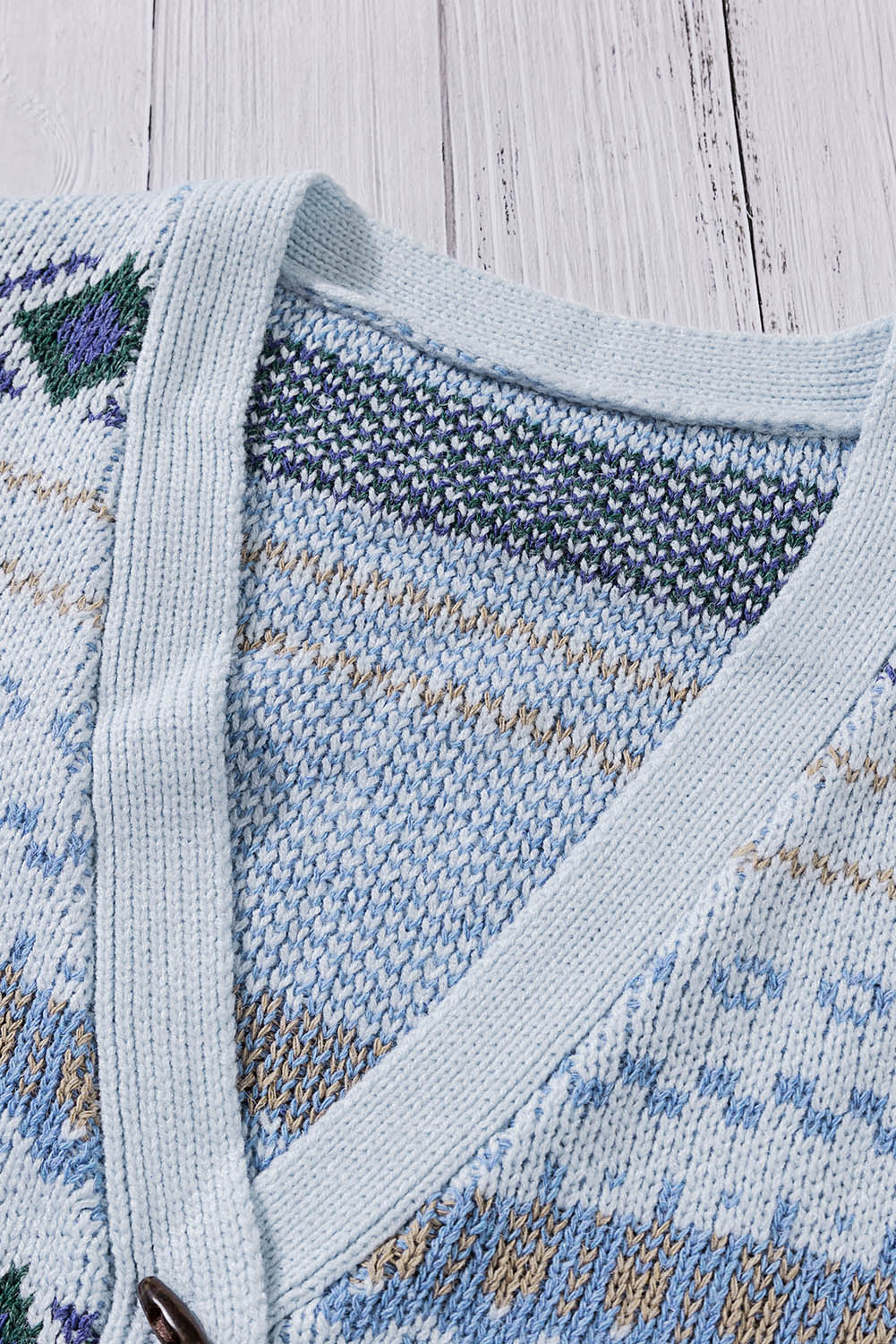 Multicolor Tribal Pattern V Neck Button Front Cardigan