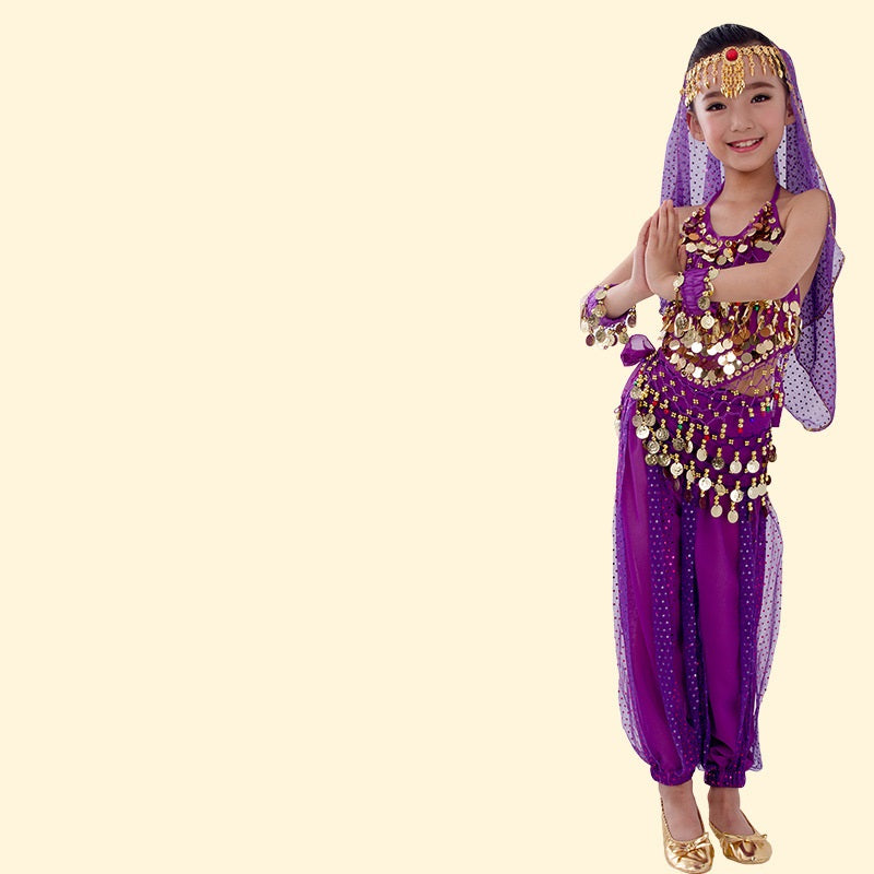 Children's Dancing Clothes Indian Dance Costume Xinjiang Dance Performance Wear Girls Belly Dance Children's National Performance