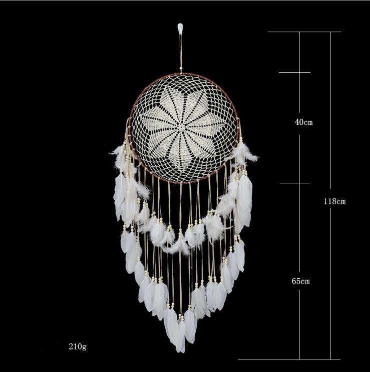 White Feather Dream Catcher Large Pendant Hand-woven Home Decoration