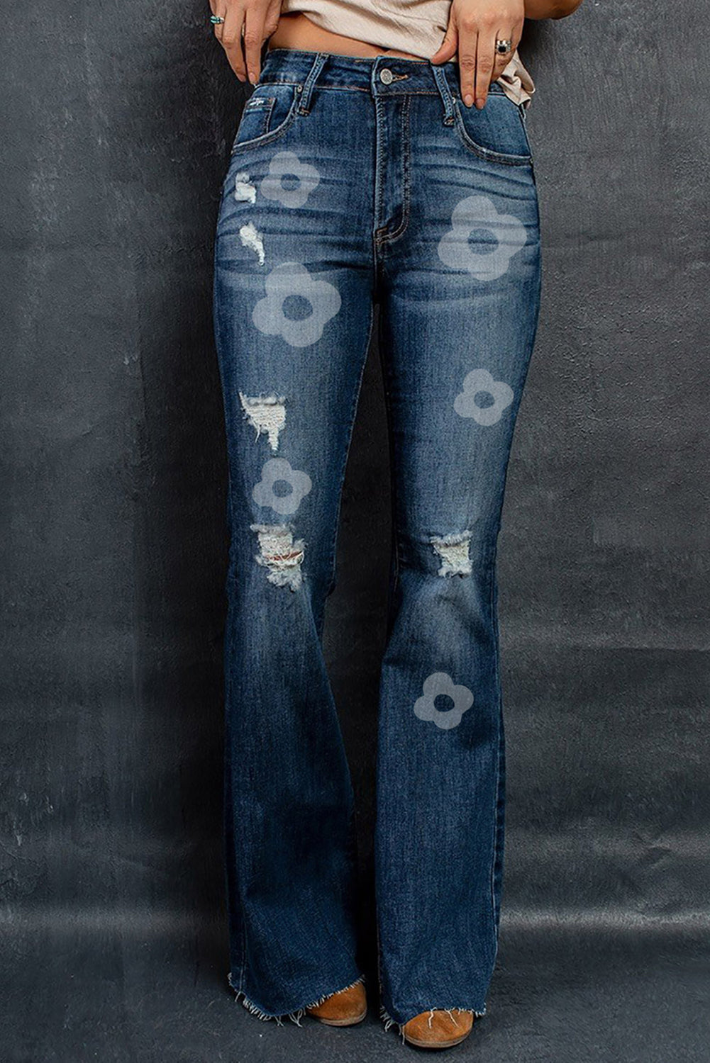 Dark Wash Mid Rise Flare Jeans