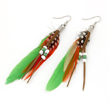 Alloy Fashion Personality Elegant Feather Tassel Gauze Pendant Earrings Earrings