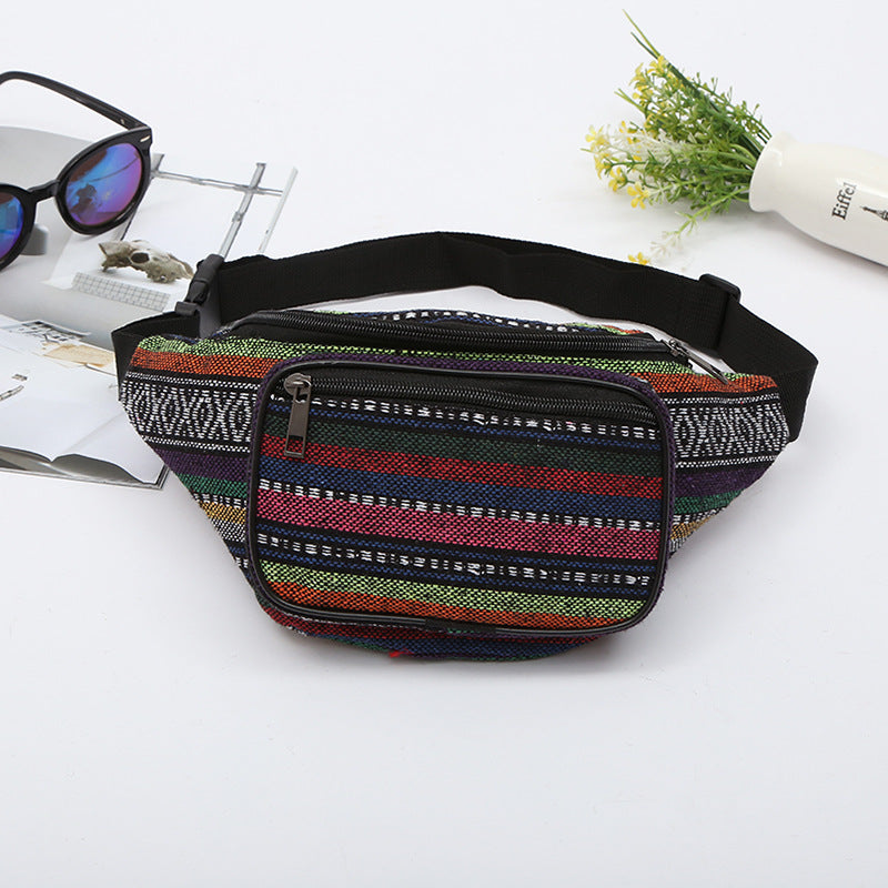 Ethnic Style Outdoor Multifunctional Canvas Belt Bag