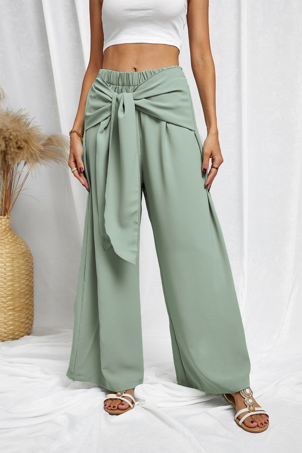 Tie Knot Wide Leg Pants