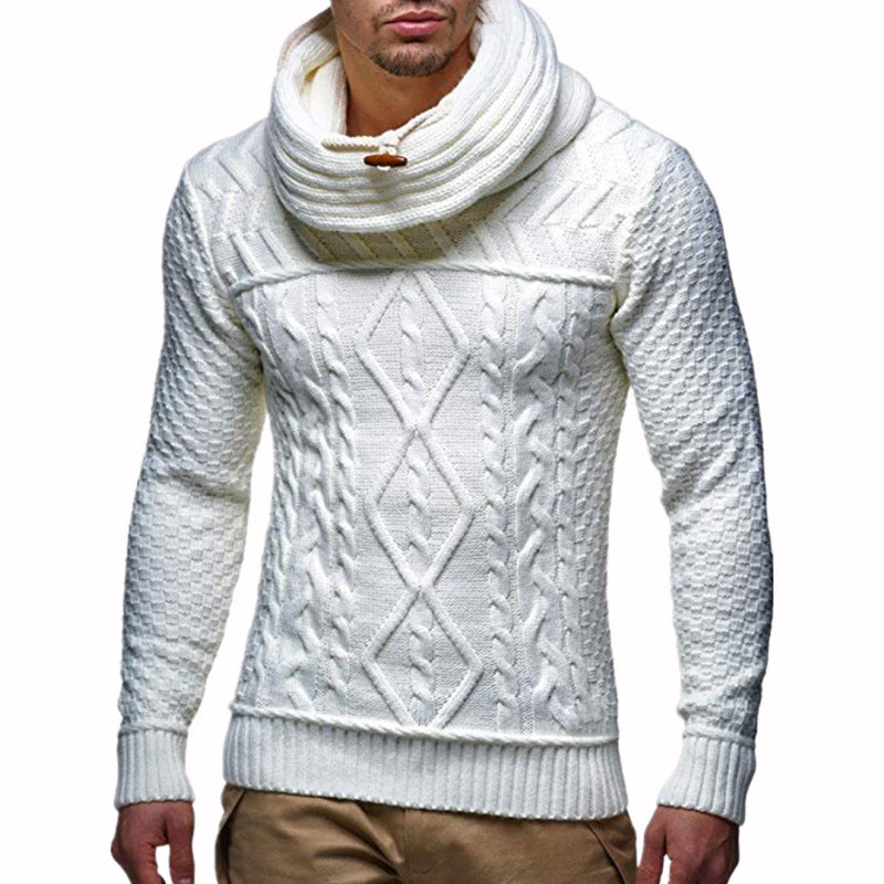 Men's knitted sweater pile pile collar sweater