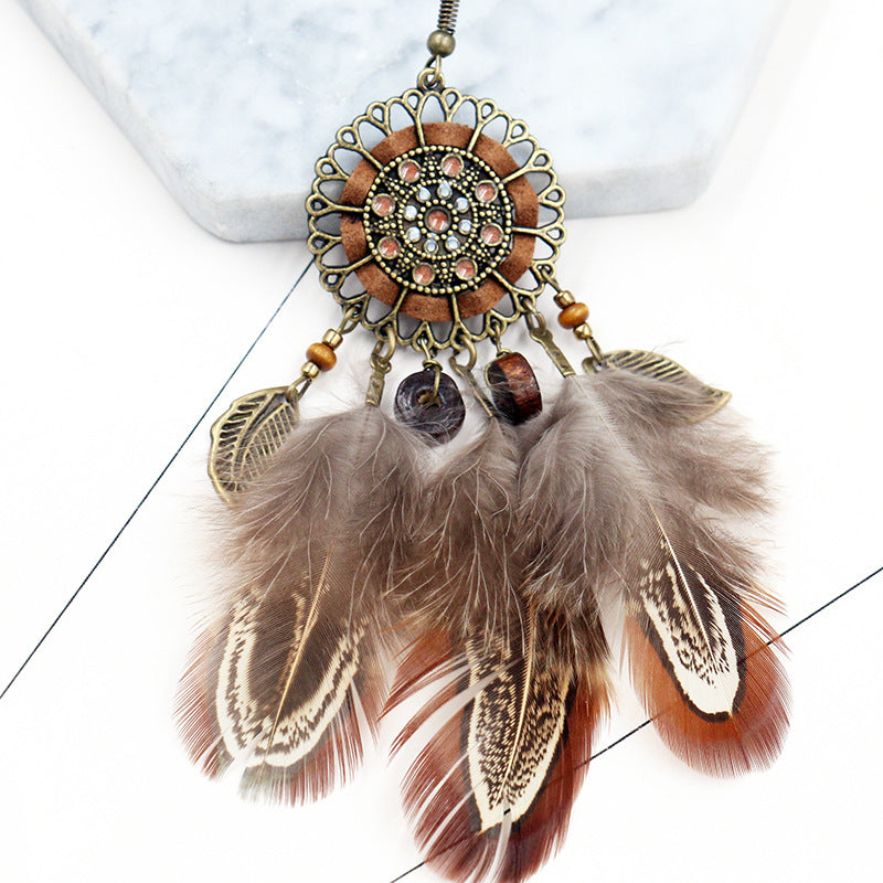 Dreamcatcher feather earrings, sun flower earrings