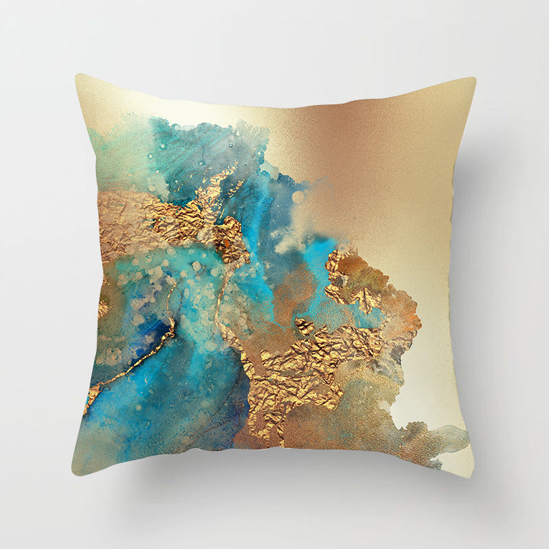 Nordic Watercolor Gold Foil Texture Printing Pillowcase