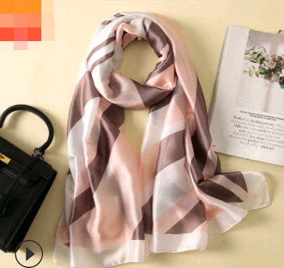 Spring, summer and autumn, new flowers, elegant and high-end artificial silk scarf, female decorative shawl, sunscreen beach towel