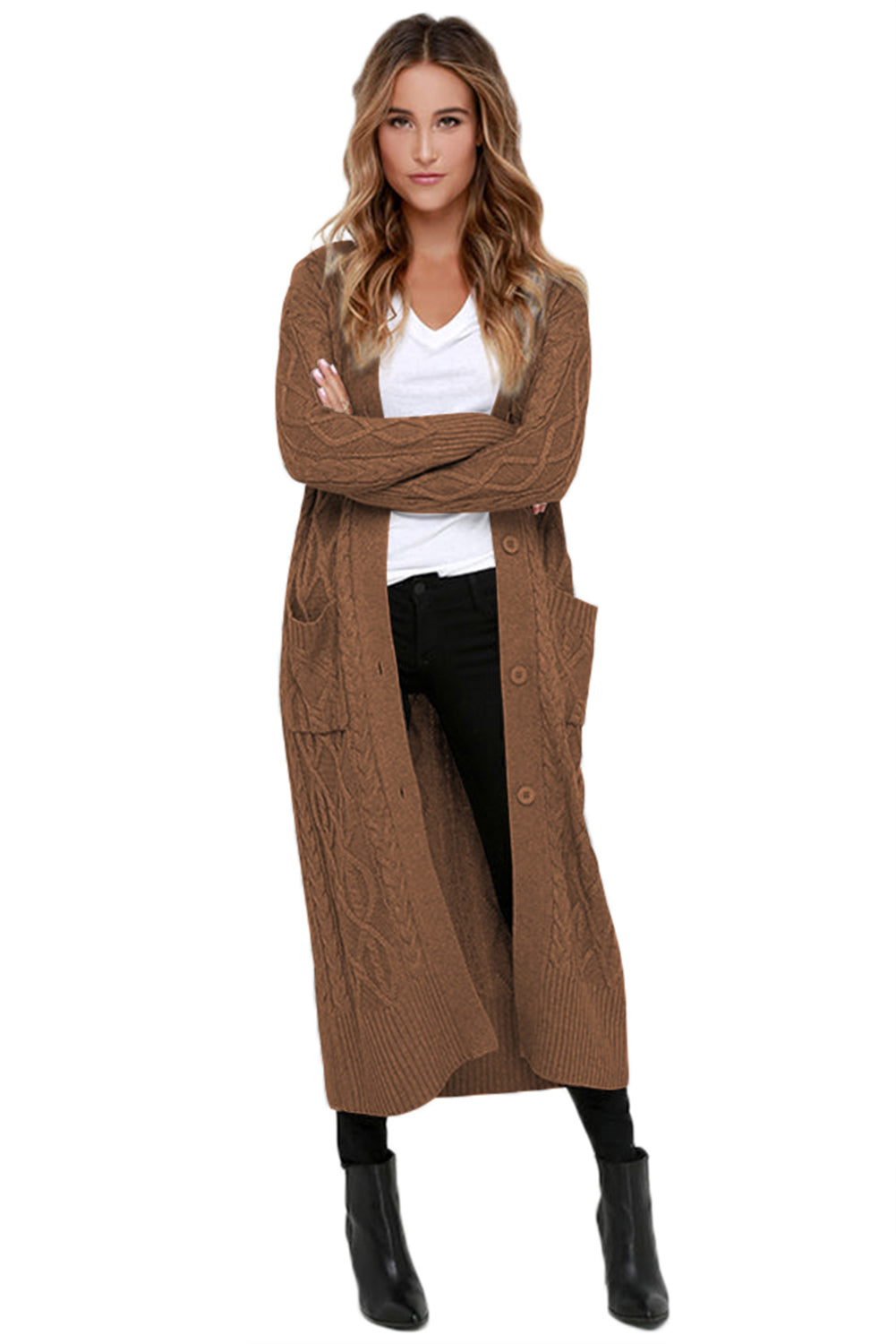 Cable Knit Long Cardigan