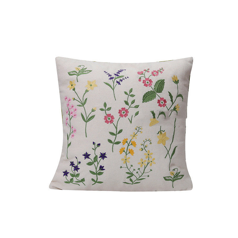 Home Embroidery Plants And Flowers Pillow