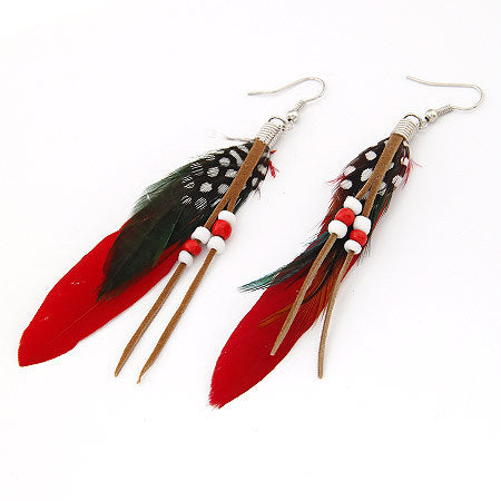 Alloy Fashion Personality Elegant Feather Tassel Gauze Pendant Earrings Earrings
