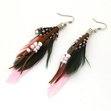 Alloy Fashion Personality Elegant Feather Tassel Gauze Pendant Earrings Earrings