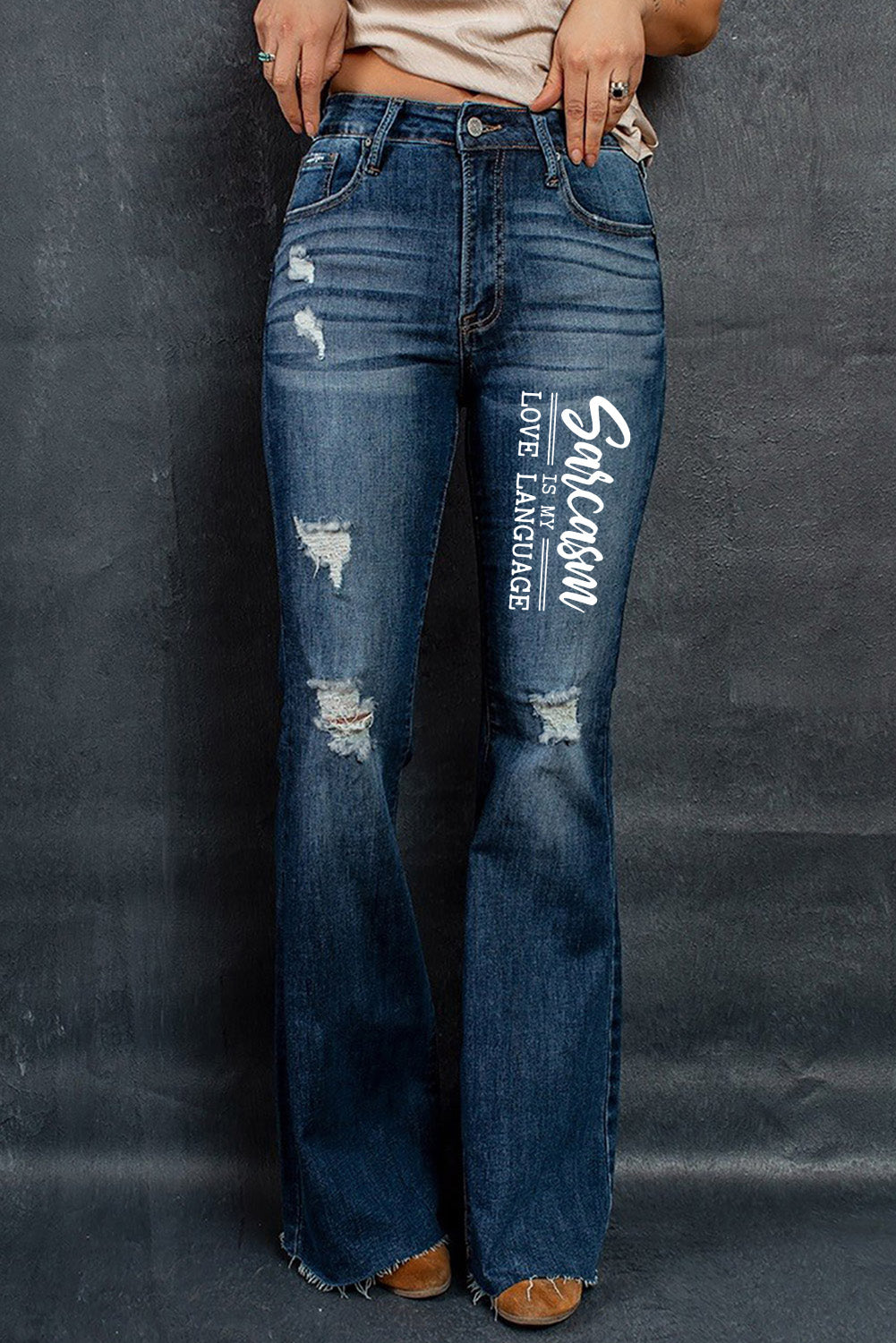 Dark Wash Mid Rise Flare Jeans