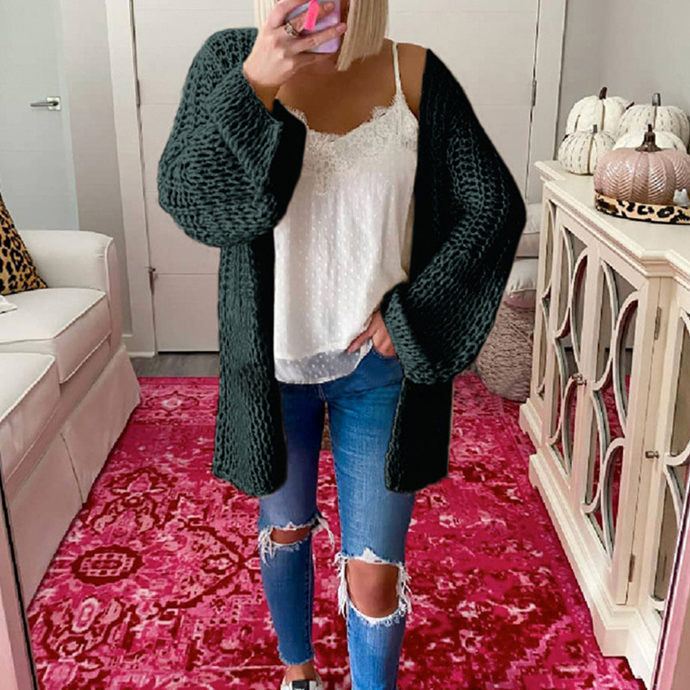 Tassel Sweater Retro Rhombus Solid Color Loose Collar Sweater Women