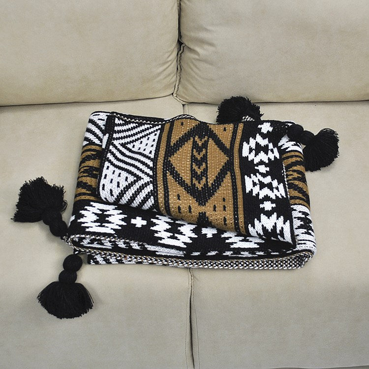 Nordic Knitted Bohemian Waffle Hotel Sofa Blanket