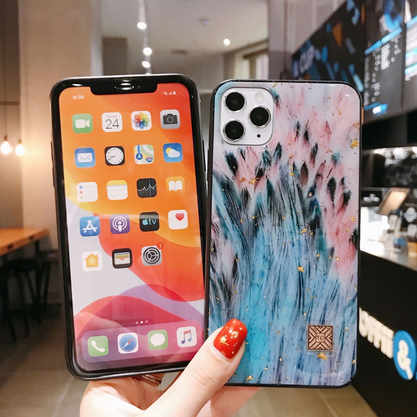 Frosty wind flamingo feather phone case