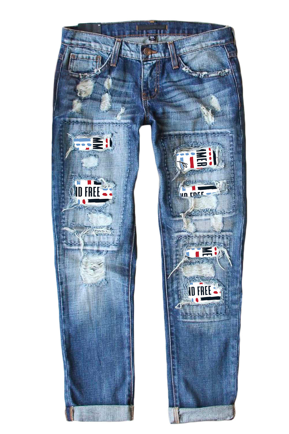 HAMMER AND FREE Graphic Cutout Ribbed Jeans