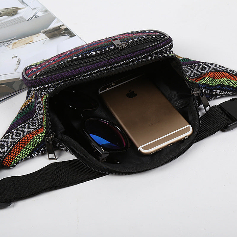 Ethnic Style Outdoor Multifunctional Canvas Belt Bag