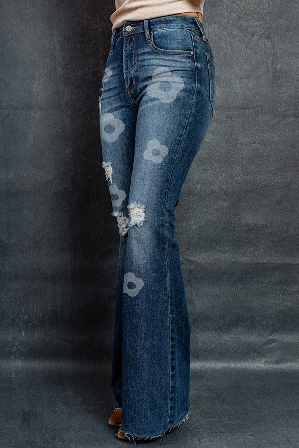 Dark Wash Mid Rise Flare Jeans